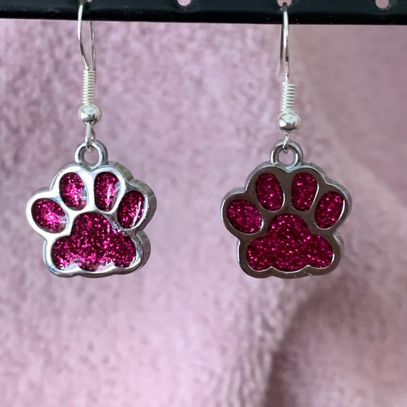 Glitter Pawprint Earrings - Picture 3 of 5